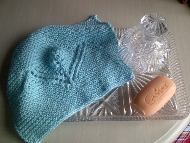 Extremely Soft cotton Aqua Washcloth - Kind to skin - Hand Knitted in Scotland