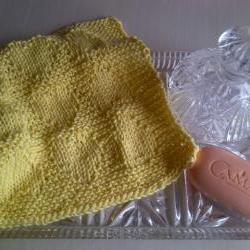 Lemon Washcloth for Baby or Self - Handknitted in Scotland