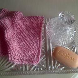 Pink Cotton Wash/Dish Cloth - Exfoliating Cloth - Hand Knitted in Scotland