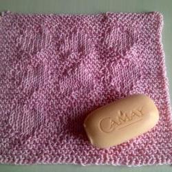 Pink Baby Heart Wash Cloth - 100% Cotton - Hand Knitted in Scotland